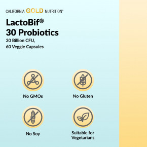 California Gold Nutrition, LactoBif® 30, пробиотики, 30 млрд КОЕ, 120 растительных капсул в Москве - eco-herb.ru | фото