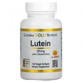 California Gold Nutrition, лютеин с зеаксантином, 20 мг, 120 растительных мягких таблеток - описание