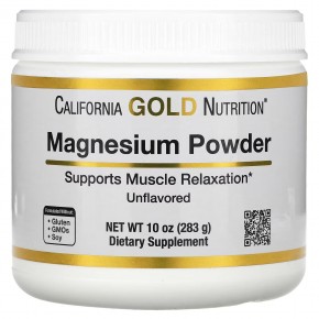 California Gold Nutrition, магний в растворимом порошке с нейтральным вкусом, 283 г (10 унций) - описание