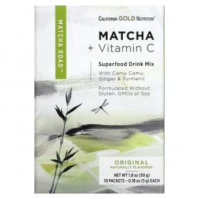 California Gold Nutrition, Matcha Road, матча с витамином C, оригинальный вкус, 10 шт. - описание