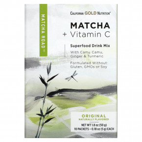 California Gold Nutrition, Matcha Road, матча с витамином C, оригинальный вкус, 10 шт. - описание | фото