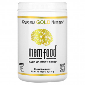 California Gold Nutrition, MEM Food, поддержка памяти и когнитивных функций, 510 г (1,12 фунта / 18 унций) - описание | фото