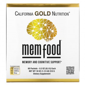 California Gold Nutrition, MEM Food, для поддержки памяти и когнитивных функций, 60 пакетиков по 8,5 г (0,3 унции) в Москве - eco-herb.ru | фото