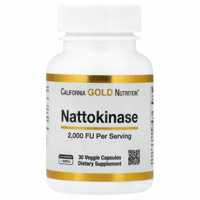 California Gold Nutrition, Наттокиназа, протеолитический фермент, 2000 FU, 30 растительных капсул - описание | фото