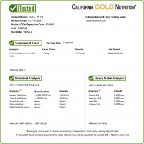 California Gold Nutrition, NMN (никотинамид мононуклеотид), 175 мг, 60 растительных капсул в Москве - eco-herb.ru | фото