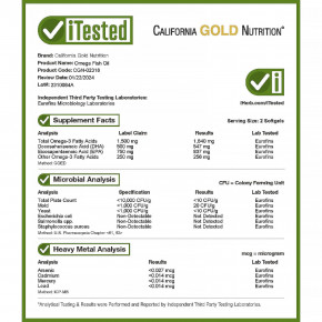 California Gold Nutrition, норвежский рыбий жир с омега 3, с ЭПК и ДГК, натуральный лимонный вкус, 180 капсул в Москве - eco-herb.ru | фото