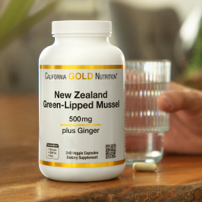 California Gold Nutrition, новозеландские зелёные мидии с экстрактом имбиря, 500 мг, 240 растительных капсул в Москве - eco-herb.ru | фото