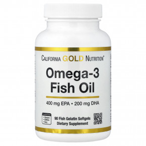 California Gold Nutrition, омега-3, рыбий жир, Vivomega, триглицерид, 1000 мг, 90 капсул из рыбьего желатина в Москве - eco-herb.ru | фото