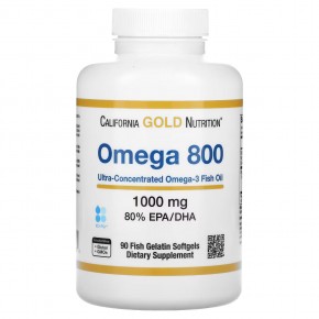 California Gold Nutrition, омега 800, рыбий жир фармацевтической степени чистоты, 80% ЭПК/ДГК, в форме триглицеридов, 1000 мг, 90 рыбно-желатиновых капсул в Москве - eco-herb.ru | фото