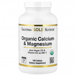 California Gold Nutrition, Органический кальций и магний плюс витамины D3 и K2, 180 таблеток в Москве - eco-herb.ru | фото