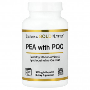 California Gold Nutrition, ПЭА 300 мг и PQQ 10 мг, 90 растительных капсул - описание | фото