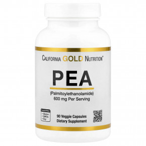 California Gold Nutrition, ПЭА (пальмитоилэтаноламид), 90 вегетарианских капсул (300 мг в 1 капсуле) - описание | фото