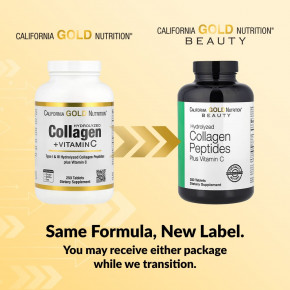 California Gold Nutrition, пептиды гидролизованного коллагена I и III типов с витамином C, 250 таблеток в Москве - eco-herb.ru | фото