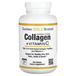 California Gold Nutrition, пептиды гидролизованного коллагена с витамином C, тип 1 и 3, 250 таблеток в Москве - eco-herb.ru | фото