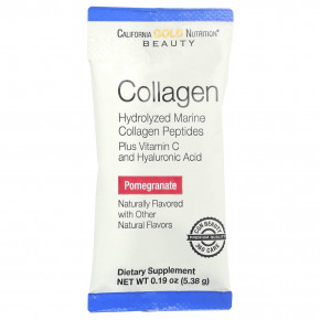 California Gold Nutrition, пептиды коллагена с витамином C и гиалуроновой кислотой, со вкусом граната, 30 пакетиков по 5,38 г в Москве - eco-herb.ru | фото