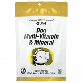 California Gold Nutrition, Pet, мультивитамины и минералы для собак, 60 жевательных таблеток, 180 г (6,35 унции) - описание | фото
