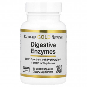 California Gold Nutrition, пищеварительные ферменты с запатентованной смесью ферментов, ProHydrolase® и смесью амилазы, 90 вегетарианских капсул - описание | фото