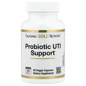 California Gold Nutrition, пробиотики для защиты от ИМП, с фруктоолигосахаридами, экстрактом клюквы, экстрактом кратевы и запатентованной пищеварительной смесью, 60 вегетарианских капсул - описание | фото