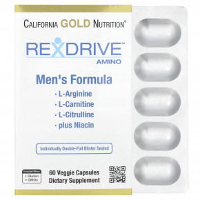 California Gold Nutrition, Rexdrive™ Amino, добавка для мужчин, 60 растительных капсул в Москве - eco-herb.ru | фото