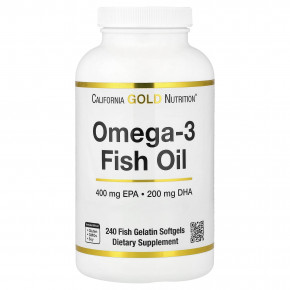 California Gold Nutrition, рыбий жир с омега-3, триглицерид Vivomega, 1000 мг, 240 рыбных капсул - описание | фото
