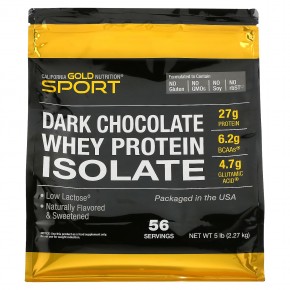 California Gold Nutrition, Sport, изолят сывороточного протеина со вкусом темного шоколада, 2,27 кг (5 фунтов) - описание