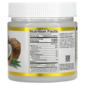 California Gold Nutrition, Superfoods, органическое нерафинированное кокосовое масло первого холодного отжима, 473 мл (16 жидк. унций) в Москве - eco-herb.ru | фото