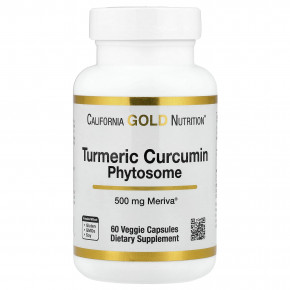 California Gold Nutrition, Turmeric Curcumin Phytosome Meriva®, фитосомы куркумина из куркумы, 500 мг, 60 растительных капсул в Москве - eco-herb.ru | фото