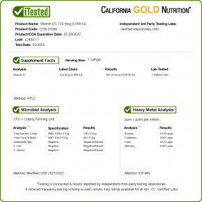 California Gold Nutrition, витамин D3, 125 мкг (5000 МЕ), 360 капсул из рыбьего желатина в Москве - eco-herb.ru | фото