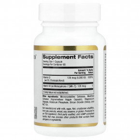 California Gold Nutrition, витамины D3 и K2 в форме MK-7, 60 растительных капсул в Москве - eco-herb.ru | фото