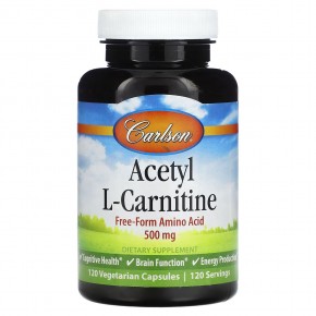 Carlson, ацетил L-карнитин, 500 мг, 120 вегетарианских капсул - описание