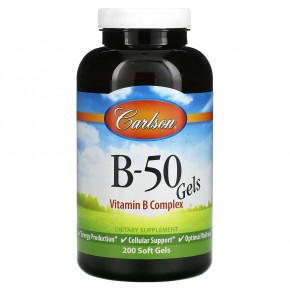 Carlson, гель B-50, комплекс витаминов группы В, 200 капсул в Москве - eco-herb.ru | фото