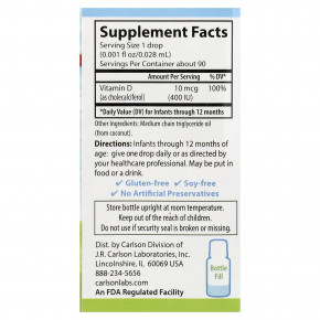 Carlson, Baby's Super Daily® D3, 2,54 мл (0,086 жидк. унции) в Москве - eco-herb.ru | фото