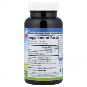 Carlson, Берберин, 500 мг, 60 вегетарианских капсул в Москве - eco-herb.ru | фото