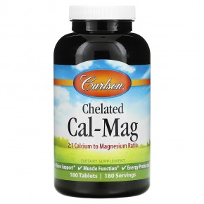Carlson, Chelated Cal-Mag, 180 таблеток - описание