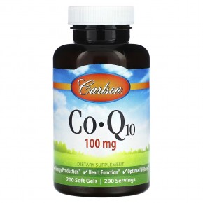 Carlson, Co-Q10, 100 мг, 200 мягких таблеток в Москве - eco-herb.ru | фото