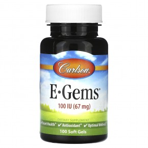 Carlson, E-Gems, 67 мг (100 МЕ), 100 мягких таблеток в Москве - eco-herb.ru | фото