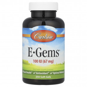 Carlson, E-Gems®, 67 мг (100 МЕ), 250 мягких таблеток в Москве - eco-herb.ru | фото