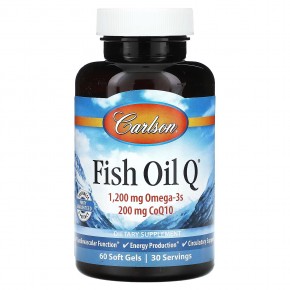 Carlson, Рыбий жир с добавкой Q, 60 мягких таблеток - описание