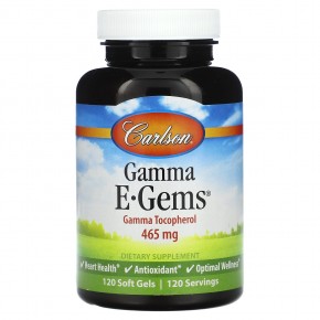 Carlson, Gamma E-Gems, 465 мг, 120 мягких таблеток - описание