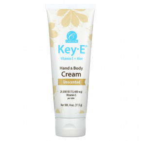 Carlson, Key E, витамин E и алоэ, крем для рук и тела, без запаха, 113 г (4 унции) - описание | фото