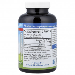 Carlson, L-аргинин, 180 капсул (675 мг на капсулу) в Москве - eco-herb.ru | фото