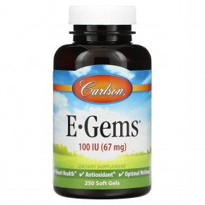 Carlson, E-Gems, 67 мг (100 МЕ), 250 капсул - описание