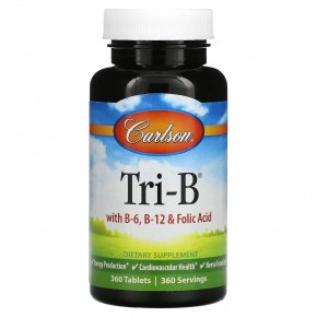 Carlson, Tri-B, комплекс с витаминами B6, B12 и фолиевой кислотой, 360 таблеток в Москве - eco-herb.ru | фото