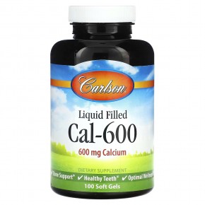 Carlson, Cal-600 с жидкостью, 600 мг, 100 мягких таблеток в Москве - eco-herb.ru | фото