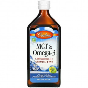 Carlson, MCT & Omega-3, Natural Lemon Lime, 16.9 fl oz (500 ml) в Москве - eco-herb.ru | фото