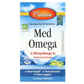 Carlson, Med Omega, Lemon-Lime, 2,700 mg, 3.3 fl oz (100 ml) в Москве - eco-herb.ru | фото