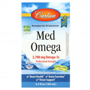 Carlson, Med Omega, вкус лимона и лайма, 2 700 мг, 3,3 ж. унц.(100 мл) в Москве - eco-herb.ru | фото