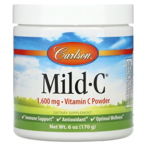 Carlson, Mild-C, витамин C в порошке, 1600 мг, 170 г (6 унций) - описание