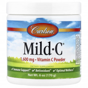 Carlson, Mild-C®, витамин C в порошке, 170 г (6 унций) - описание | фото