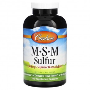Carlson, MSM Sulfur, 1000 мг, 300 вегетарианских капсул - описание